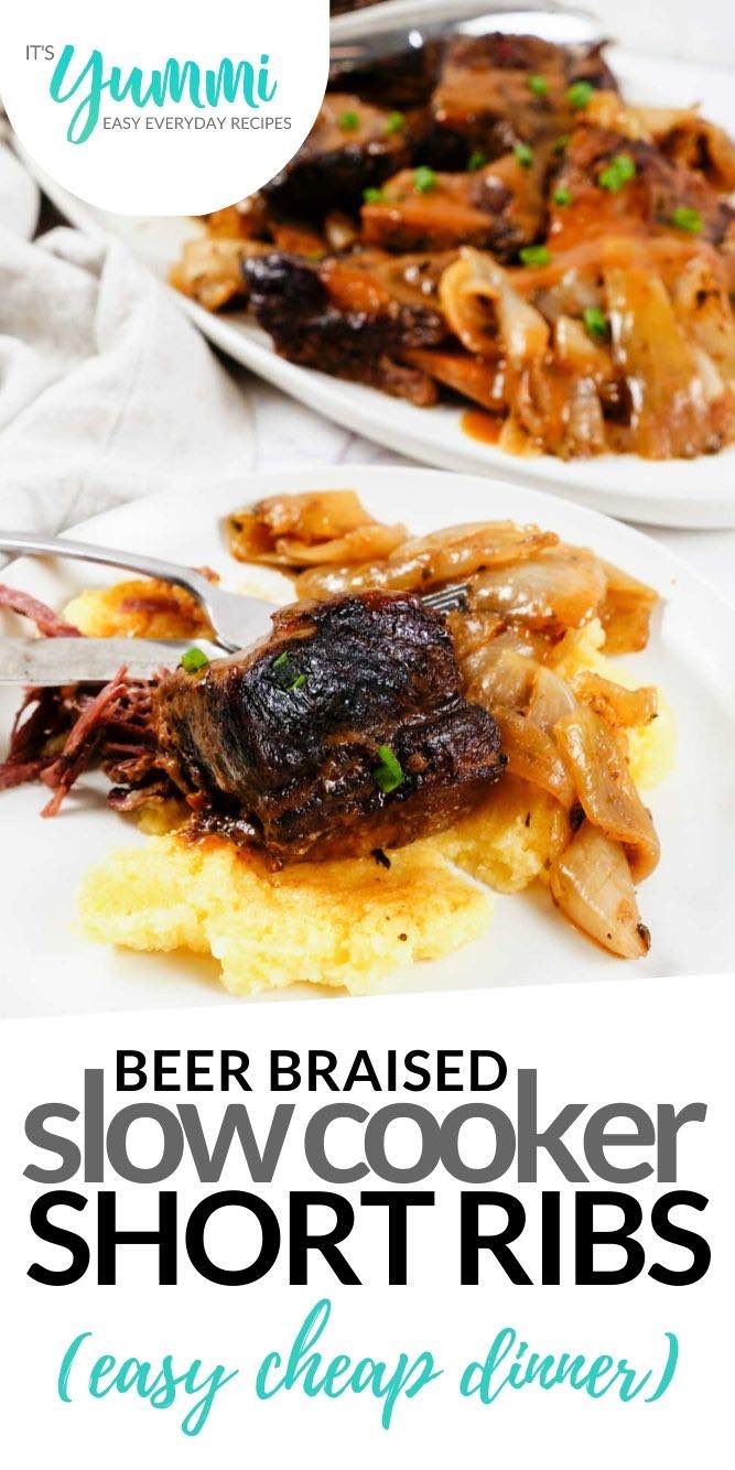 Slow Cooker Beer Braised Short Ribs Recipe | Easy Recipes by ItsYummi.com