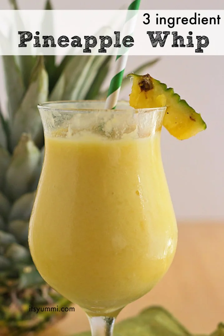 This 3 ingredient Pineapple Whip recipe is a healthier version of the one you can get at the Disney theme parks! This healthy frozen treat is on ItsYummi.com