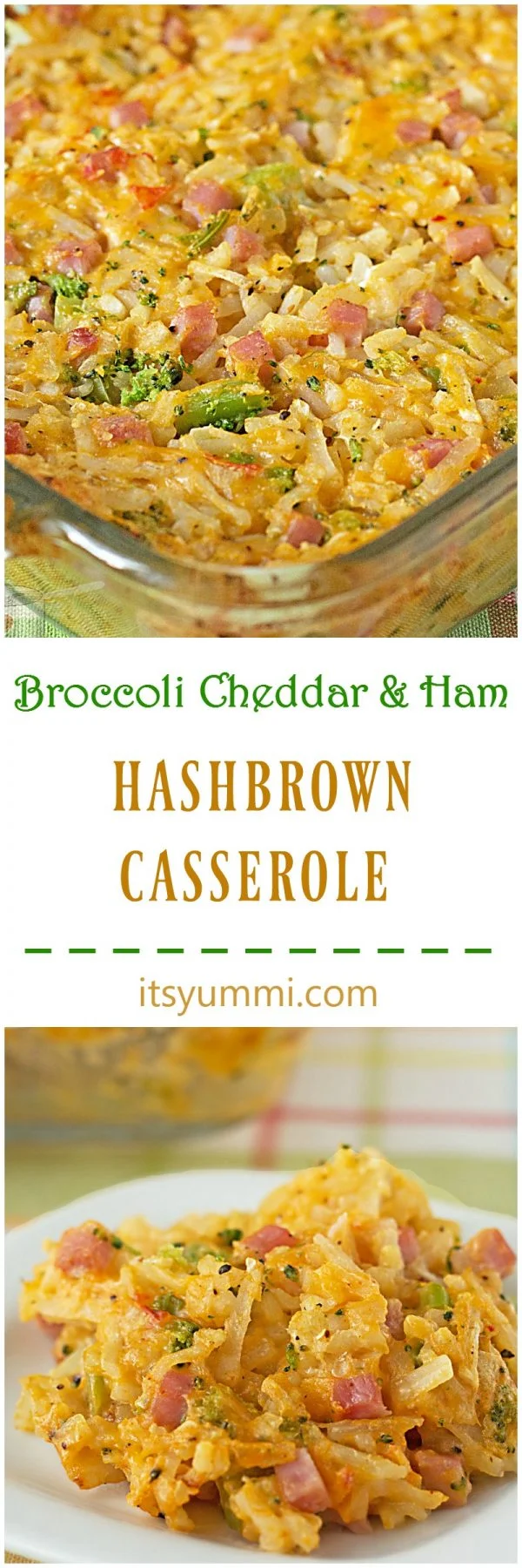 hashbrown casserole with ham, broccoli and cheddar cheese