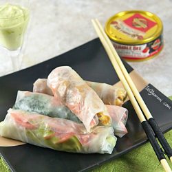 easy spring rolls recipe made with tuna fish and vegetables